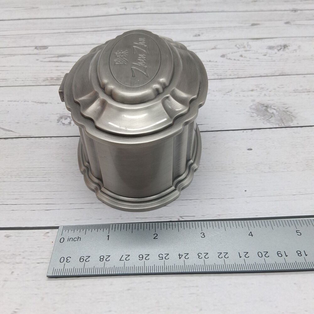 Pewter Jewelry/Trinket Box With Red Velvet Lining & Pouch Hinged Lid Zhen Zhu - Picture 11 of 12